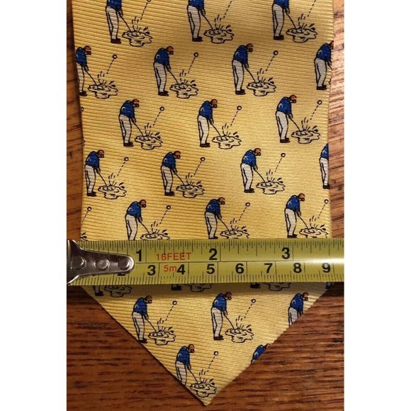 Lauren/Ralph Lauren Golf Neck Tie Yellow Silk Made in USA-EUC- - Picture 10 of 10